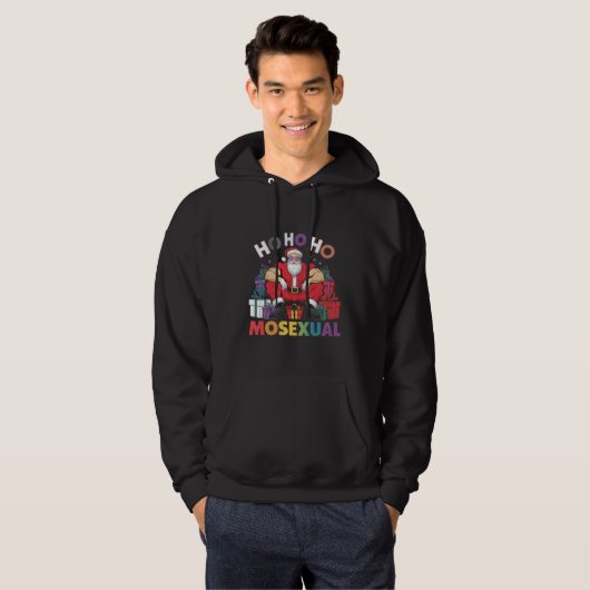 Ho Ho Ho Moseksueel Gay Santa LGBT Gay Pride Xmas Hoodie (Voorkant volledig)