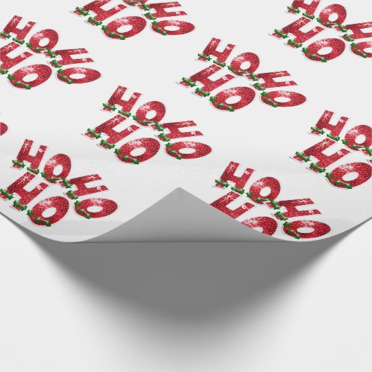 HO, HO, HO! Mousserend Red Sequin Patroon Cadeaupapier (Hoek)