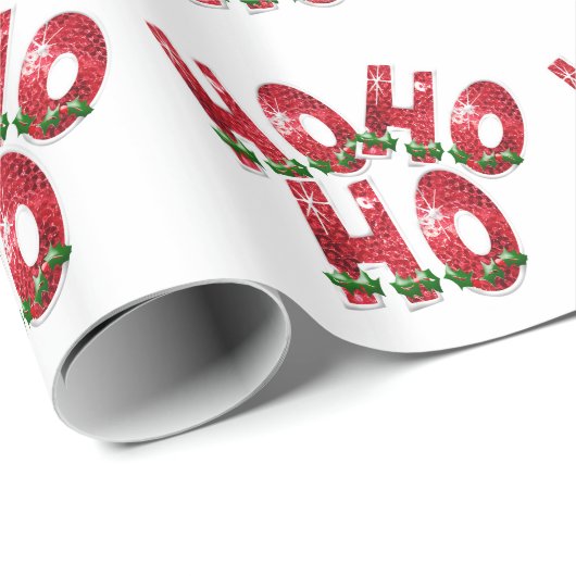 HO, HO, HO! Mousserend Red Sequin Patroon Cadeaupapier (Rol Hoek)
