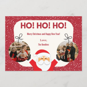 Ho! Ho! Ho! Multi Photo Holiday Card Kaart