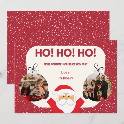 Ho! Ho! Ho! Multi Photo Holiday Kaart (Voorkant / Achterkant)