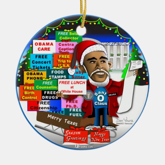 Ho Ho Ho Obama Keramisch Ornament (Voorkant)