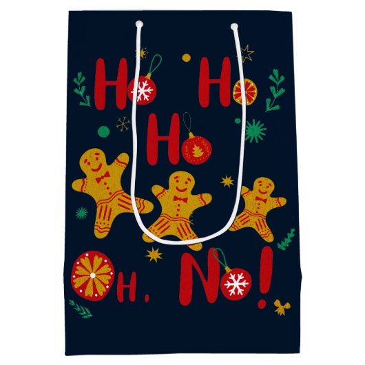 Ho Ho Ho Oh Nee! Cute Gingerbrood Man Medium Cadeauzakje (Achterkant)