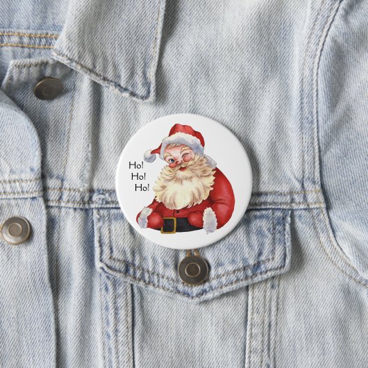 Ho! Ho! Ho! Oude Fashioned Santa Claus Ronde Button 7,6 Cm (In situ)
