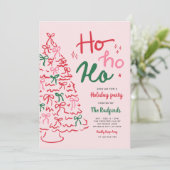 Ho Ho Ho Party Hand getrokken kerstfeest Kaart (Staand voorkant)