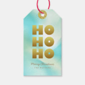 Ho Ho Ho | Pastel Groen Gradiënt & Goud Cadeaulabel (Voorkant)