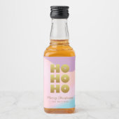 Ho Ho Ho | Pastel Roze Gradient & Gouden Kerstmis Likeurfles Etiket (Voorkant)