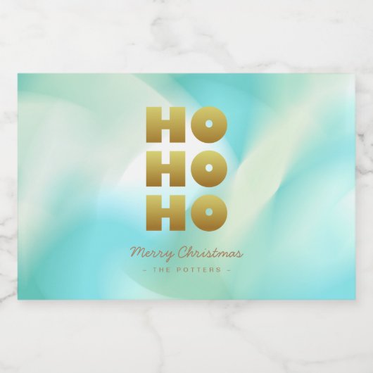 Ho Ho Ho | Pastelgroene Gradiënt & Goud Likeurfles Etiket (Enkel label)