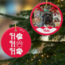 Ho Ho Ho Paw Print Schattigee hondenfoto gepersona