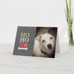 Ho Ho Ho Pawprint Hond Foto Kerstmis - Rood Groen Feestdagen Kaart