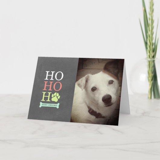Ho Ho Ho Pawprint Pet Foto Kerstmis Kaart (Voorkant)