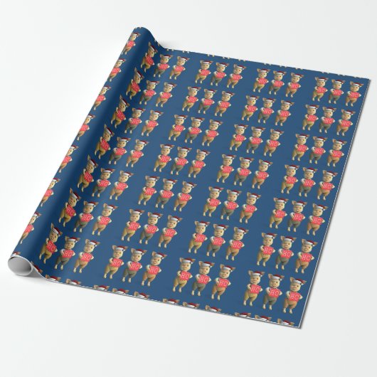 Ho Ho Ho Piglets Cadeaupapier (Uitgerold)