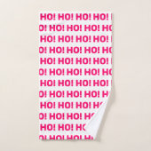 Ho Ho Ho Pink and White Kerstfeestdag Bad Handdoek (Handdoek)
