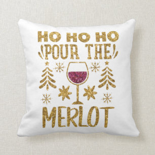 Ho Ho Ho Pour the Merlot Kerstmis Glitter Kussen