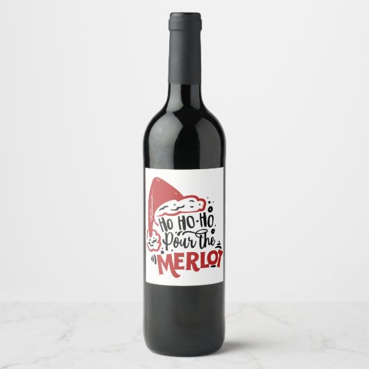 Ho Ho Ho Pour the Merlot Wijn Etiket (Voorkant)