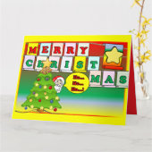 HO HO HO Prettig kerstfeest & Kerstman kaart (Gele Bloem)