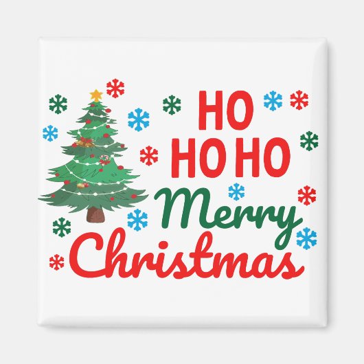 HO HO HO PRETTIG KERSTFEEST MAGNEET (Voorkant)