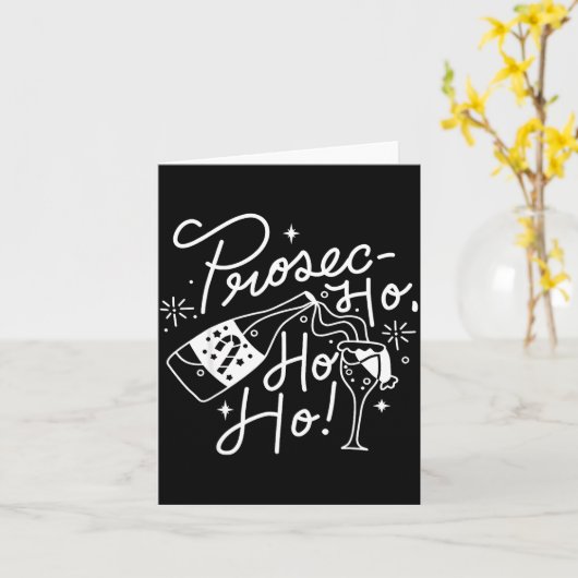 Ho Ho Ho Prosecco Christmas Tee Funny Wine Lover H Kaart (Gele Bloem)