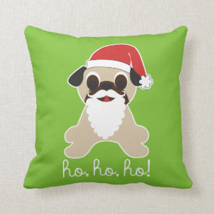 Ho, ho, ho. Pug Santa Claus Kerstmis Kussen