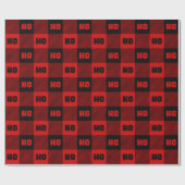 Ho Ho Ho Red & Black Chic Christmas Buffalo Plaid Cadeaupapier (Vlak)