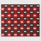 Ho Ho Ho Red Black White Christmas Buffalo Plaid Cadeaupapier (Vlak)