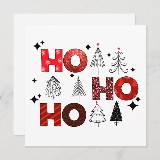 Ho Ho Ho Red Kerstbomen Wintervakantiekaart (Voorkant / Achterkant)