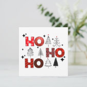 Ho Ho Ho Red Kerstbomen Wintervakantiekaart (Staand voorkant)