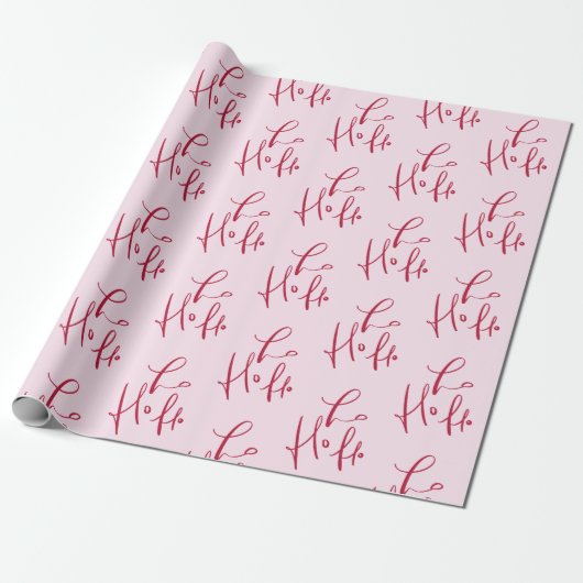 Ho Ho Ho Red Script Holiday Gift Wrapping Paper Cadeaupapier (Uitgerold)