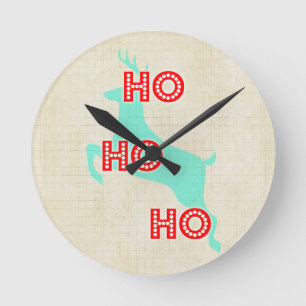 ho ho ho render red blue kerstman vintage ronde klok