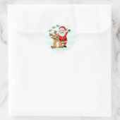 Ho Ho Ho Rendier en Kerstman Kerstmis Ronde Sticker (Tas)