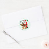 Ho Ho Ho Rendier en Kerstman Kerstmis Ronde Sticker (Envelop)