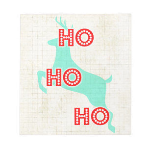 ho ho ho rendier rood blauw kerst vintage notitieblok