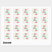 ho ho ho rendier rood blauw kerst vintage vierkante sticker (Vel)
