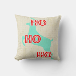 ho ho ho rendier rood blauw kerstmis kussen