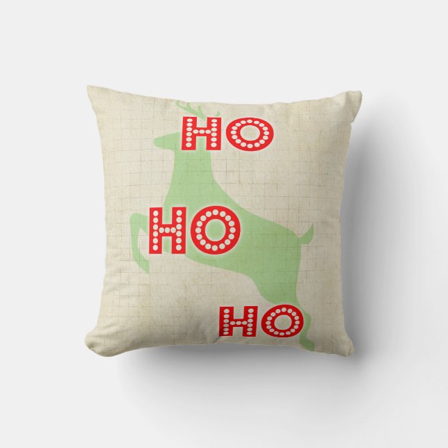 ho ho ho rendier rood groen kerstmis kussen (Voorkant)