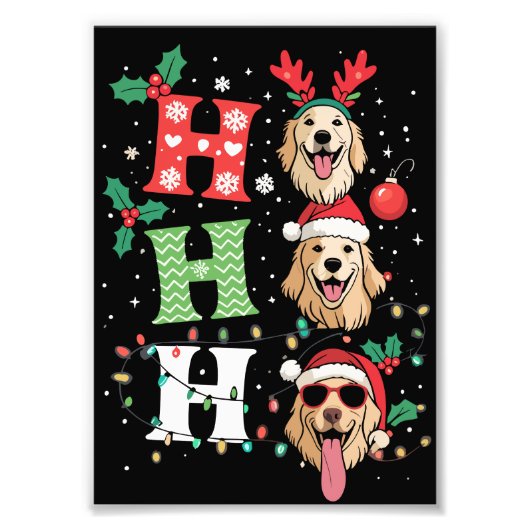 Ho Ho Ho Retrievers Golden Xmas Foto Afdruk (Voorkant)