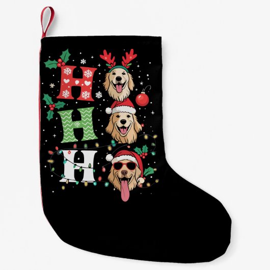Ho Ho Ho Retrievers Golden Xmas Kleine Kerstsok (Voorkant)