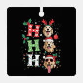 Ho Ho Ho Retrievers Golden Xmas Metalen Ornament (Voorkant)