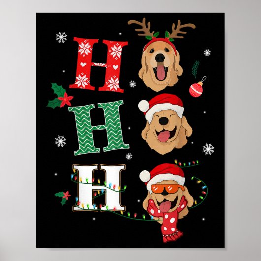 Ho Ho Ho Retrievers Golden Xmas Outfit Christmas C Poster (Voorkant)