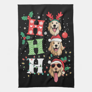 Ho Ho Ho Retrievers Gouden Kerst Theedoek
