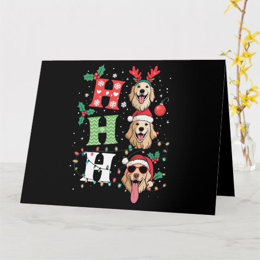 Ho Ho Ho Retrievers Gouden Kerstmis Kaart (Gele Bloem)