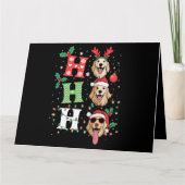 Ho Ho Ho Retrievers Gouden Kerstmis Kaart (Voorkant)
