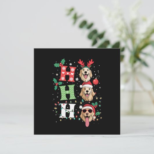 Ho Ho Ho Retrievers Gouden Kerstmis Kaart (Staand voorkant)