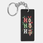 Ho Ho Ho Retrievers Gouden Kerstmis Sleutelhanger (Voorkant Links)