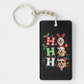 Ho Ho Ho Retrievers Gouden Kerstmis Sleutelhanger (Voorkant)