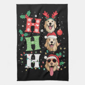 Ho Ho Ho Retrievers Gouden Kerstmis Theedoek (Verticaal)