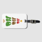 Ho Ho Ho Retro Kerstboom Bagagelabel (Voorkant (horizontaal))