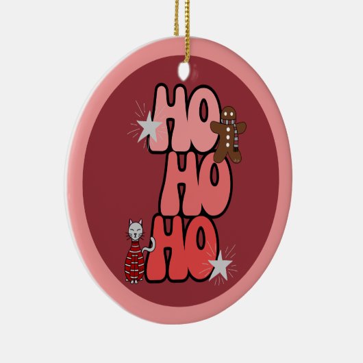 HO HO HO Retro Kerstmis Keramisch Ornament (Rechts)