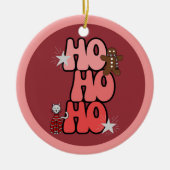 HO HO HO Retro Kerstmis Keramisch Ornament (Voorkant)