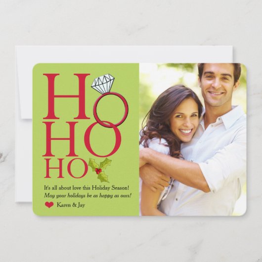 Ho Ho Ho Ring Holiday-fotokaart Feestdagenkaart (Voorkant)